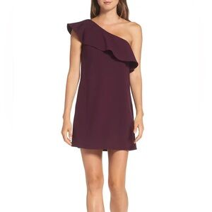 French Connection One-Shoulder Dress in Deep Purple